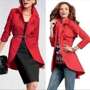 Cabi Convertible Trench Coat Vest Bolero Poppy Red 3 In 1 Belted Womens Size 10